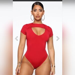 Red cutout bodysuit